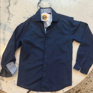 Boys Navy Blue Dress Shirt